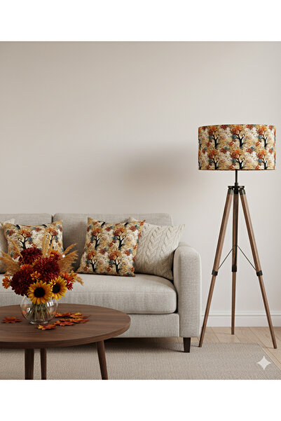 Genel Markalar El Yapımı Sonbahar Ağaçları Desenli Kumaş Lambader Başlığı ( Sadece Başlık )