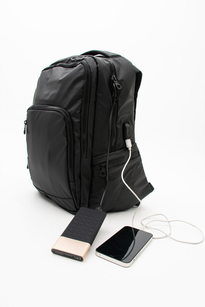 Sanmorris Unisex Paraşüt Kumaş Laptop Bölmeli Suya Dayanıklı Siyah Renkli Sey...