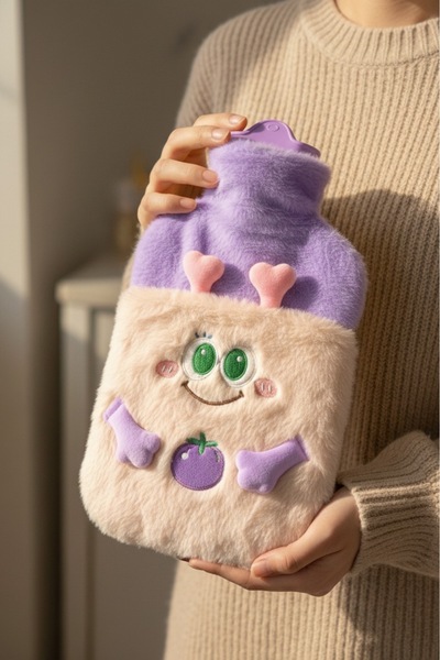 MİMOZA PARK 2 Litre Peluş Kılıflı Emojili Sıcak Su Torbası Cepli Termofor