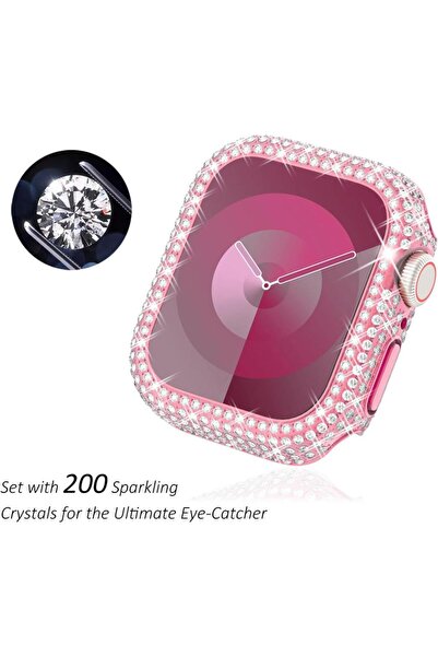 UnDePlus Apple Watch 7/8/9 41mm Full Kenar Taşlı Sert PC Kasa Ve Ekran Koruyucu