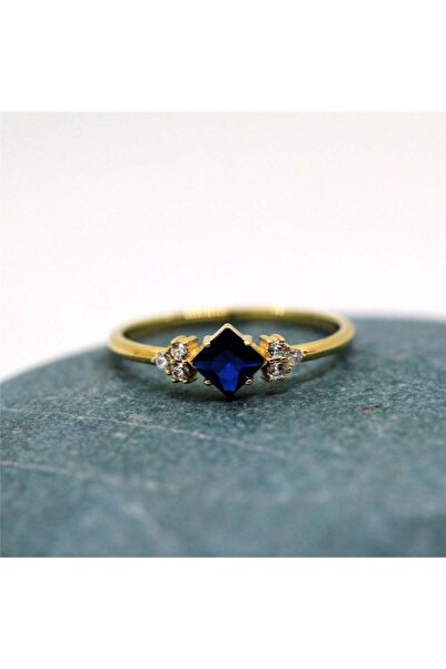 FasekGold Gümüş Yüzük - Safir Carolin Alyans Yüzük - 0.40 Ct Nano Safir 925 A...