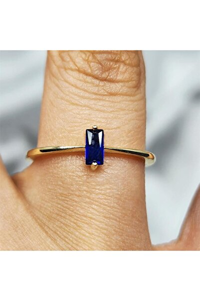 FasekGold Gümüş Yüzük - Safir Taşlı Taşlı Baget Tasarım 925 Ayar Gümüş Yüzük
