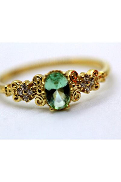 FasekGold Carla Green Topaz Evlilik Teklifi Yüzüğü-Vintage Green Topaz Hediye...