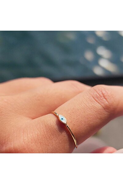 FasekGold Gümüş Yüzük - Mekik Beyaz Mineli Göz Gümüş Yüzük - Minimal Tektaş T...