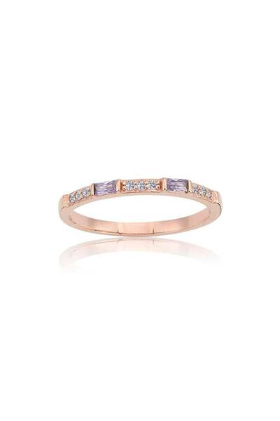 FasekGold Taşlı Baget Amatist Gümüş Yüzük