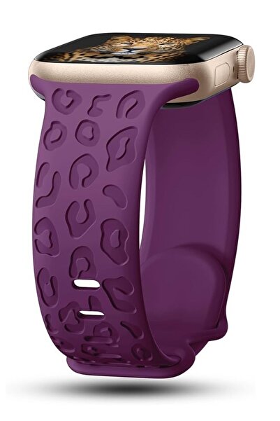 UnDePlus Apple Watch 44/45/46/49mm Kordon Leopar Desen Yumuşak Silikon Kordon 2/3/4/5/6/se/7/8/9/10/11/ultra