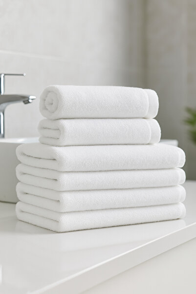 Gön Ev Tekstili منشفة حمام بيضاء 10 قطع، منشفة فندقية 100% قطن 1st جودة 420 ج...