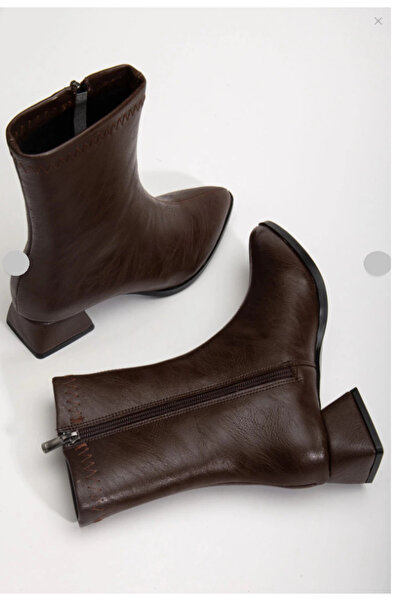 Papuccum Ortopedi Kadın Kahve Sivri Burun Bot Günlük Bot Boots