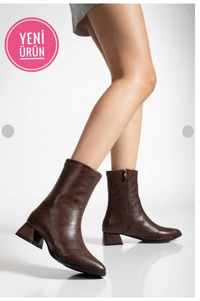 Papuccum Ortopedi Kadın Kahve Sivri Burun Bot Günlük Bot Boots