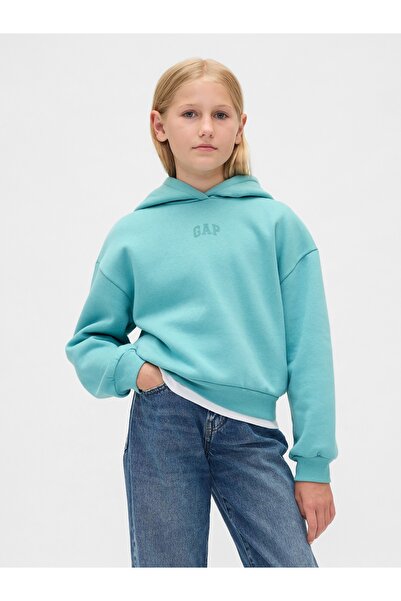 GAP Kız Çocuk Mavi VintageSoft Logo Sweatshirt