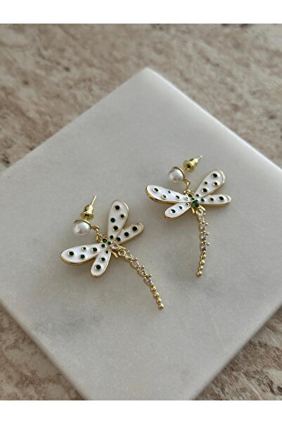 HOUSEKİ Pearl Detailed White Dragonfly Earrings