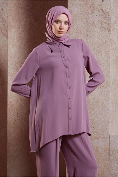 Alvina 44483ModelShirt Collar Trousers Set