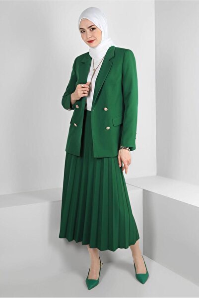 Alvina KRUVAZE COLLAR PLEATED DOUBLE SKIRT SUIT 30337