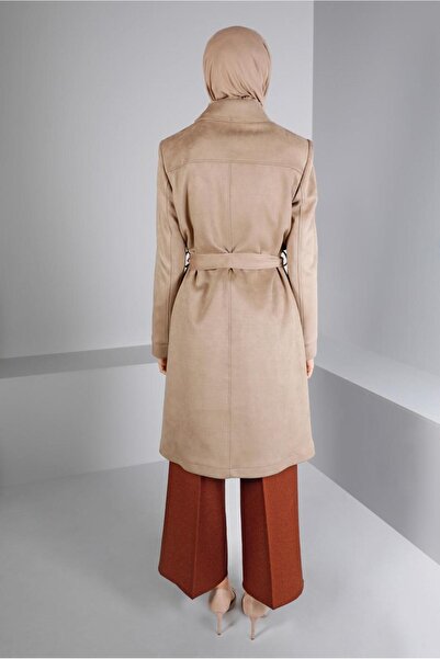 Alvina Zımba Detaylı Kuşaklı Süet Trençkot 10457