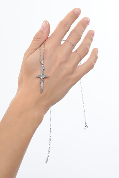 Bijuty قلادة أنكا فيرتشل إيليف للنساء بسلسلة فولاذية - لون فضي - (مع هدية مفا...