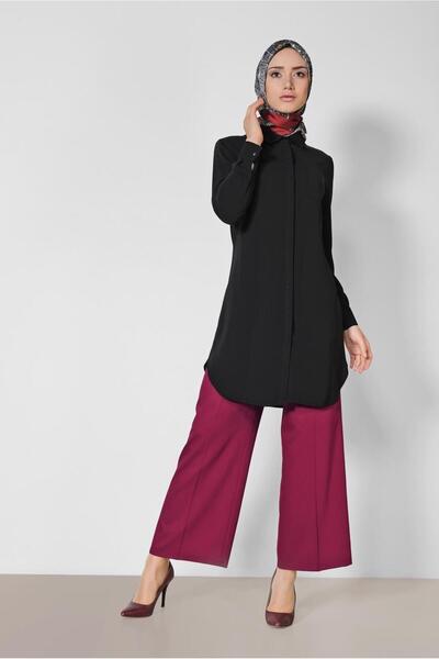TRENDTESETTÜR Women's Claret Red Intermediate Waist Wide Leg Trousers 7545