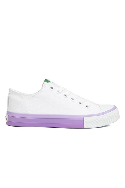 Benetton ® | Bn-90176-2 - 3374 Beyaz Lila - Kadın Spor Ayakkabı