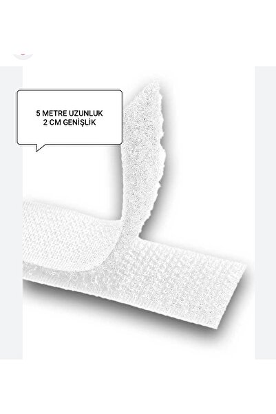 ELVİNNİSA cırt cırt bant beyaz renk 5 metre 2cm genişlik çift taraflı dikileb...