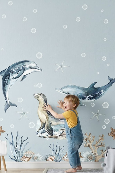 Kt Grup Su Altı Dünyası Okyanusta Yaşam Yunuslar Ve Fok Balığı Duvar Sticker ...