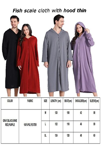 Arabest Zip-Up Hooded Bathrobe for Sea & Beach Vacations