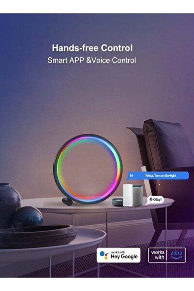 Bukela Smart RGBIC Circle Desktop Atmosphere Lamp (Wi‑Fi, Music Sync, Remote)