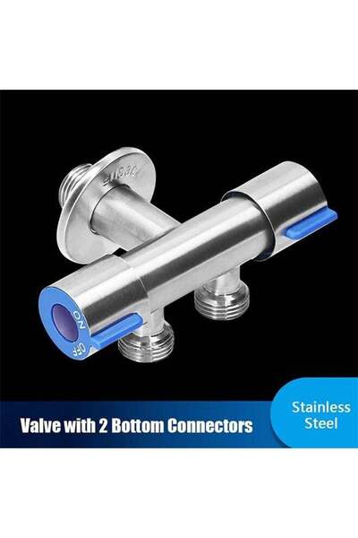 Bukela Stainless Steel Diverter Valve Adapter with Shut-off Valve Dual-Connector for Toilet/Bathroom
