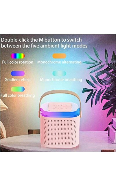 Bukela Portable Karaoke Machine with 2 Mics, Bluetooth Speaker, for Kids (Pink)