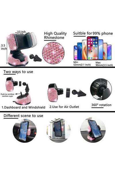 Generic 27-Piece Pink Bling Car Accessory Set for Women, Universal Fit