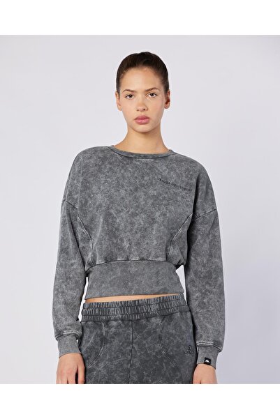 Kappa Stichas Crew Kadın Antrasit Comfort Fit Sweatshirt