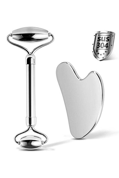 Bukela Stainless Steel Face Roller & Gua Sha – Metal Facial Roller for Lifting & De-puffing