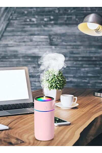 JOYZZZ Mini Cool Mist Portable USB Humidifier for Car, Home & Plants (Pink, 320ML)