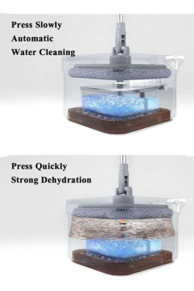 Arabest Rotary Spin Mop w/ 4 Micro4 Microfiber Pads, Hands-free Wringing Bucket