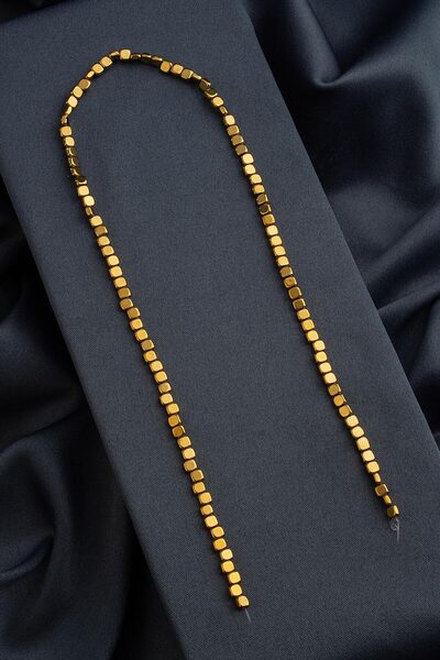Uçar Doğaltaş Hematit Doğal Taş Parlak Gold Yassı Kare Kesim 4x4mm Dizi [AA]