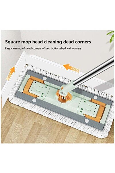 Arabest Spin Mop Bucket with Wringer System Extended Mop Handle Mop and Bucket for Floors Cleaning with 2 Re