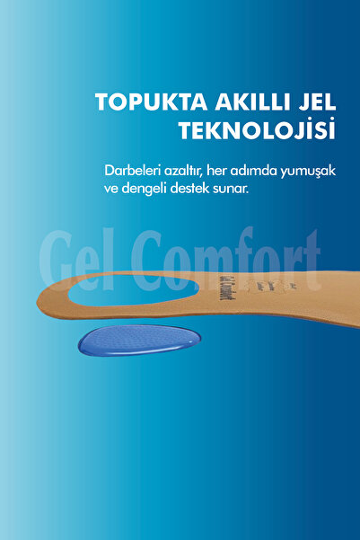 Gel Comfort GC18 | Yumuşak Jel, Hakiki Deri, Konfor, Tüm Ayakkabılar ile Uyumlu Topuk Destekli Rahat İç Tabanlık