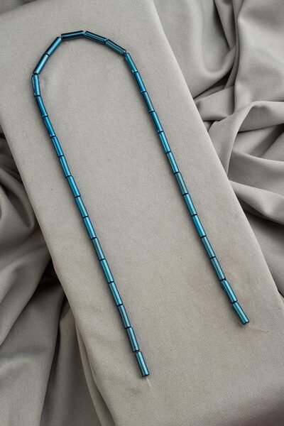 Uçar Doğaltaş Hematit Doğal Taş Parlak Mavi Silindir Kesim 4x13mm Dizi [AA]
