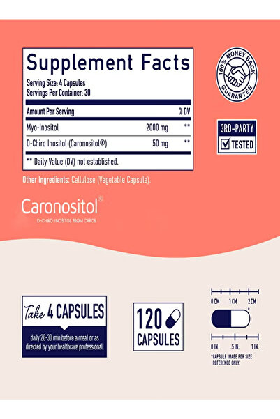 LINE ONE كبسولات إينوزيتول المُكمّلة، توازن هرموني بنسبة ٤٠:١ للنساء، ٢٠٥٠ ملغ - ١٢٠ كبسولة