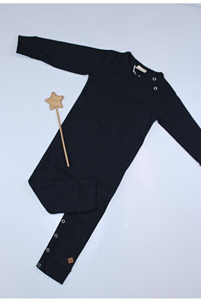 Milk & Muffin 574-ORGANİK BEBEK FİTİLLİ ÇITÇITLI LACİVERT RİBANA TULUM