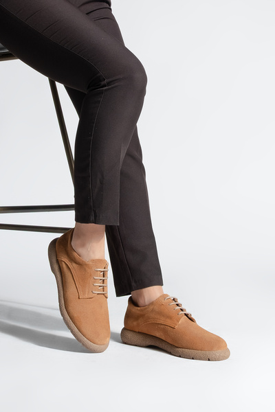 Marjin Damen-Oxford-Schuhe aus echtem Leder, Schnür-Freizeitschuhe, Allen-Wildleder