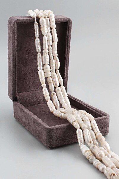 Uçar Doğaltaş İnci Doğal Taş Parlak Beyaz Çubuk Kesim 7x17mm Dizi [aa]