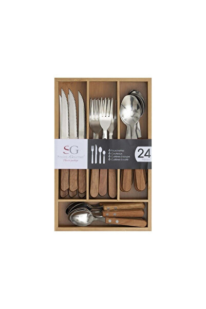 Secret de Gourmet Naturalis 24-piece cutlery set, wooden drawer stand, 19.2 x...