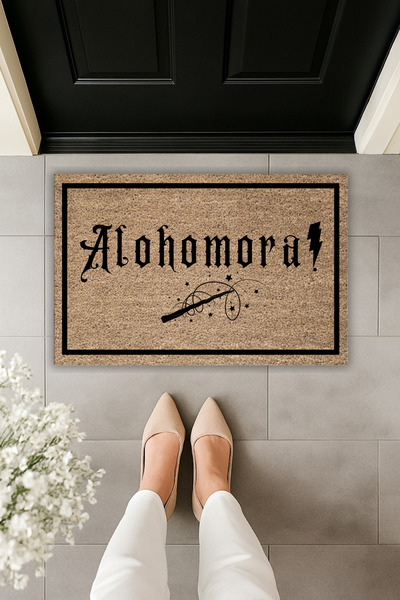 Dormot Modern Dijital Baskı Harry Potter Alohomora 70x45cm Kapı Önü Dekoratif Kapı Önü Paspası