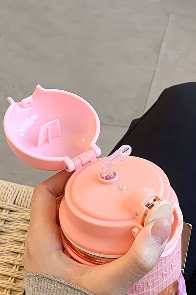 Weather Forecast Pink 304 Steel Vacuum Flask 480 ml with Strap and Straw for Girls Water Bottle Mt227