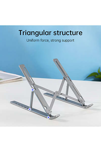 Deli Aluminum Laptop Stand, Military Grade, Adjustable with Silicone Base and 6 Height Levels