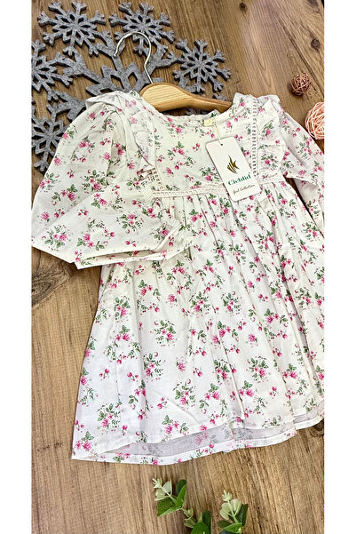 CİCHLİD Seasonal Poplin Soft Fabric Patterned Dress for Baby Girl Kids