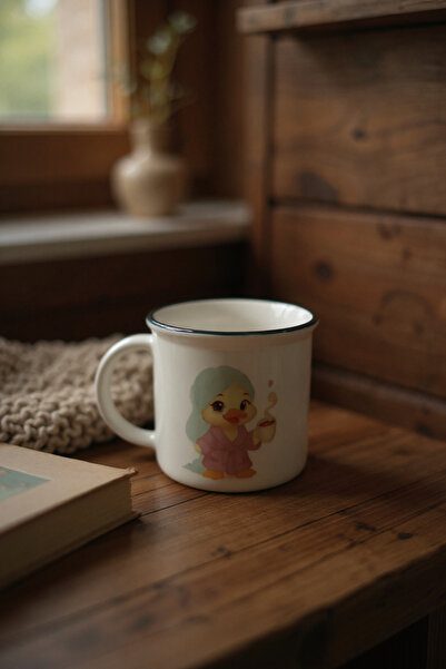 Butik Rue Design Keyif Yapan Sabah Civcivi Desenli Özel Tasarım Seramik Kupa