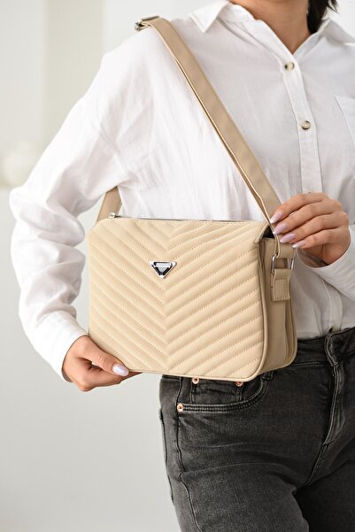 Sanmorris Γυναικεία τσάντα ώμου με καπιτονέ μοτίβο από συνθετικό δέρμα - ρυθμ...