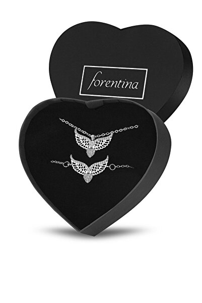 Forentina Gümüş Kaplama Melek Kanadı Kolye Bileklik Ps1254