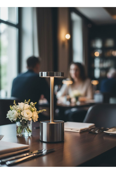 retroline Lüks Şarjlı Masa Lambası Dark Inox Kaplama