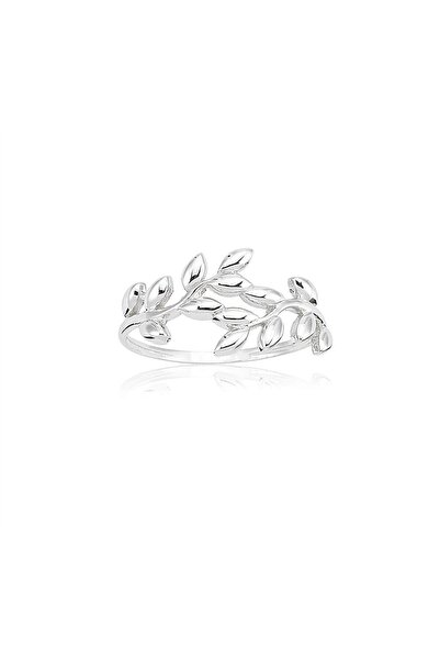 FasekGold Zeytin Dalı 925 Ayar Gümüş Yüzük-Taşsız Gümüş Hediye Yüzük-Modern H...